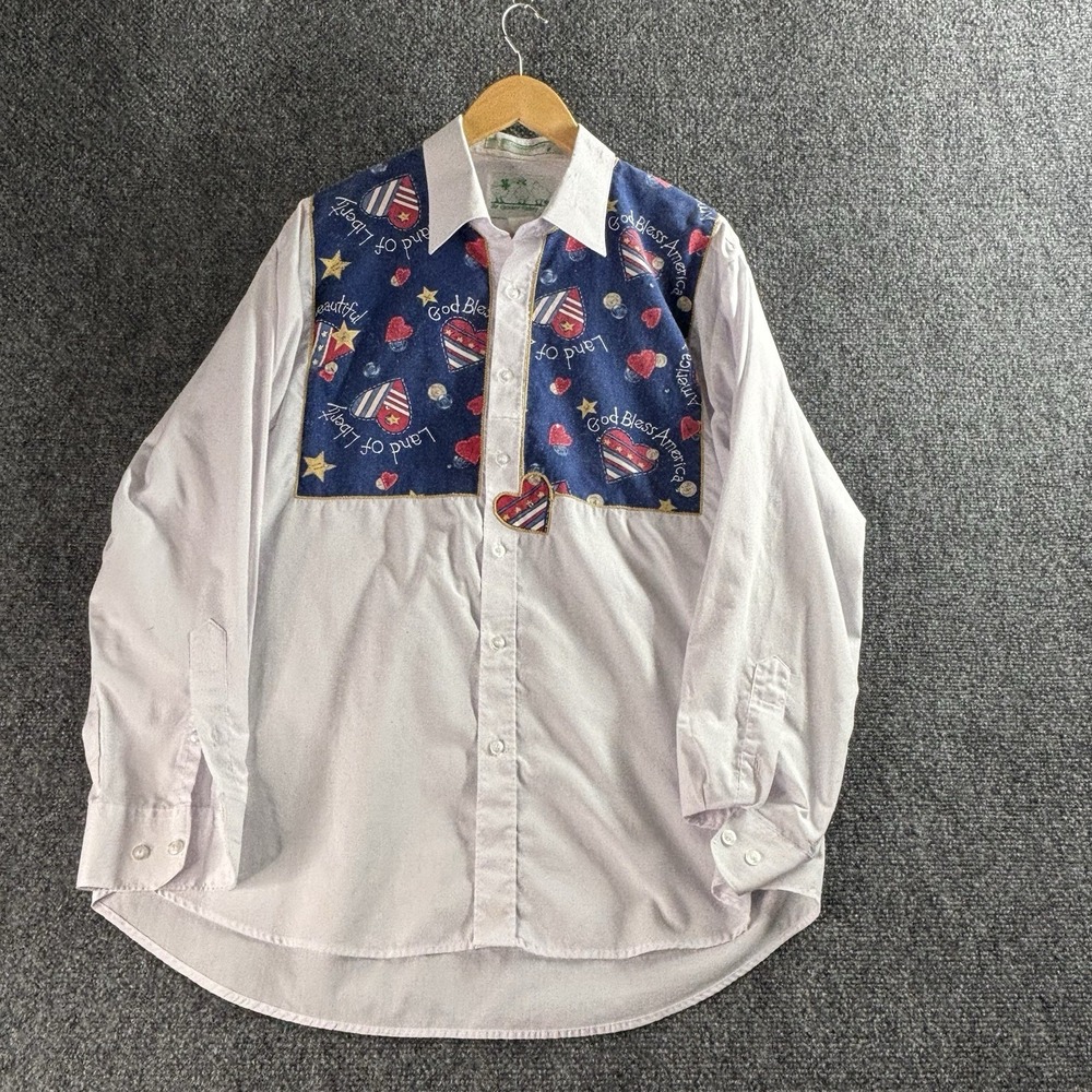 Vintage 90s The Quacker Factory Womens Large White Patriotic God Bless America